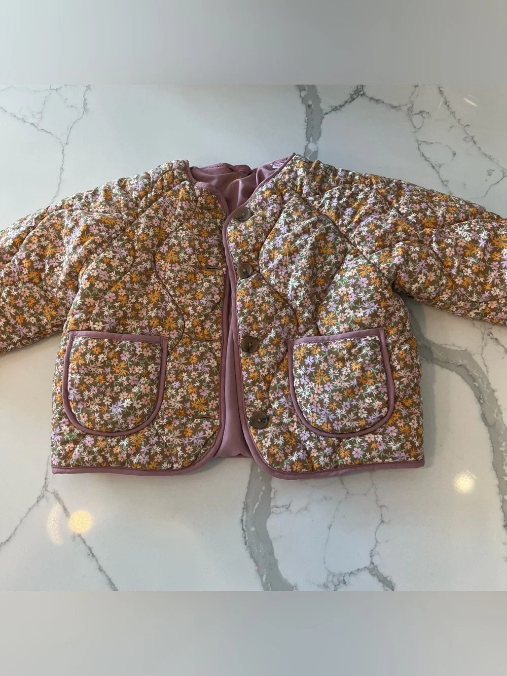 ZARA KIDS Floral Quilted Puffer Jacket - Size 1 1/2 Years